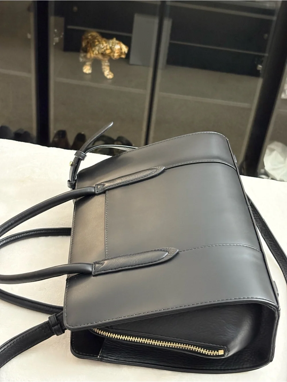 RADLEY LONDON Black Leather Structured Top-Handle Satchel
